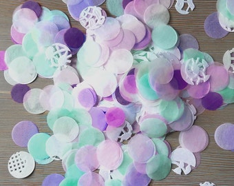 Lavender Mint Confetti, Paper Doilies, Baby Shower, Birthday Party and Table Decor (1GLL1-10)
