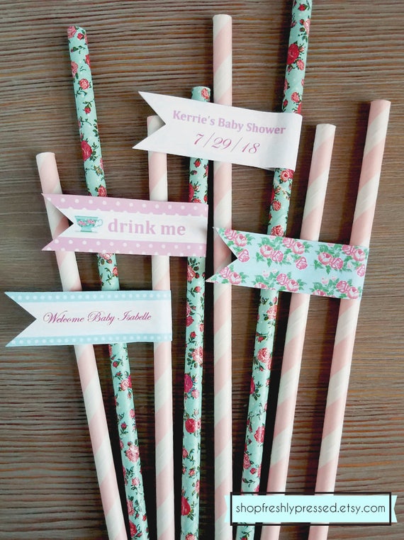 Printable Straw Flag Labels Customizable DIY Templates. | Etsy