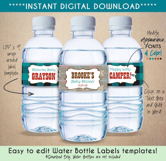 printable woodland creatures water bottle labels personalize etsy