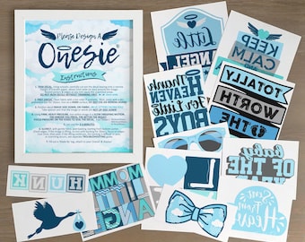 Heaven Sent Onesie® Iron-On Decals – Baby Shower Decorating Station (1BHS1-1A)