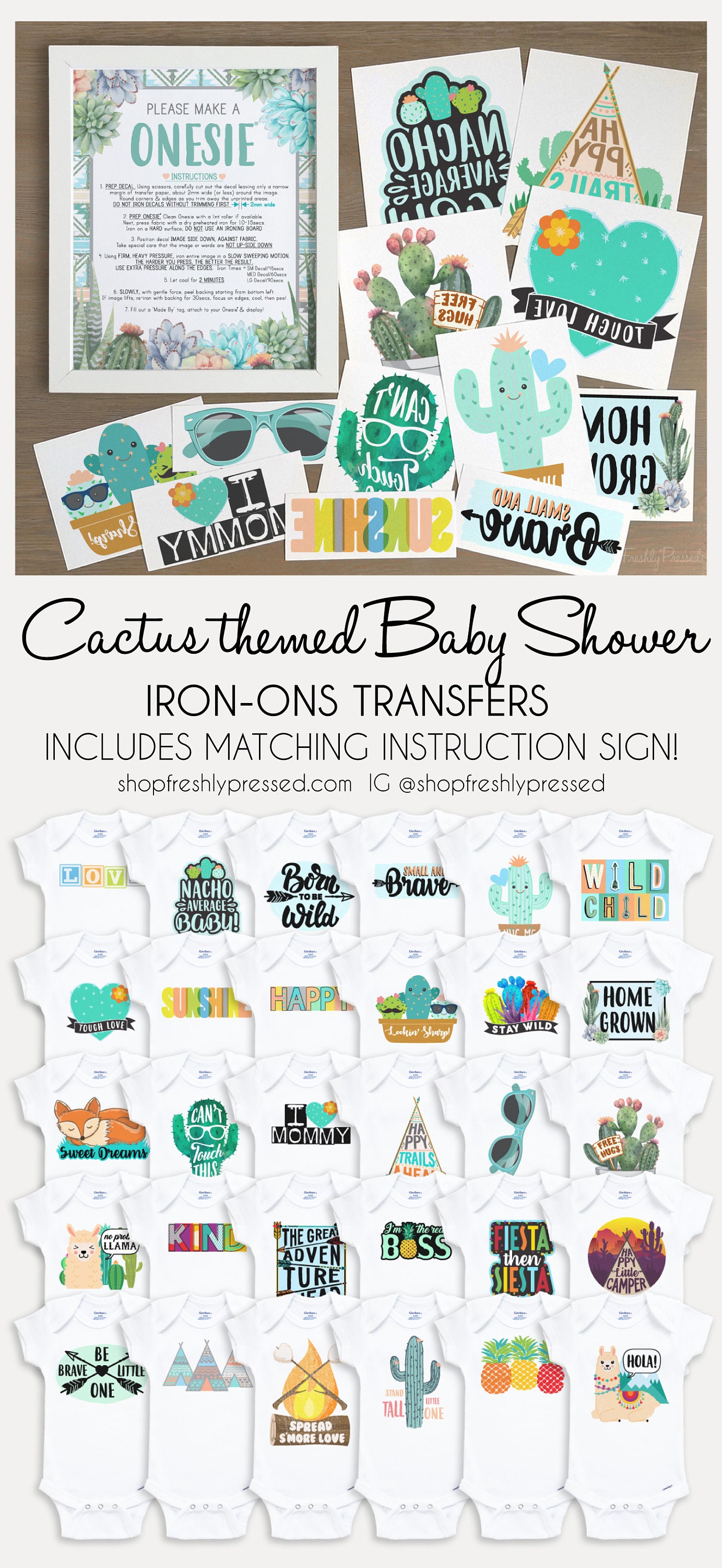 Cactus Baby Shower/ Ironon Transfers/ Onesie® Decorating Etsy