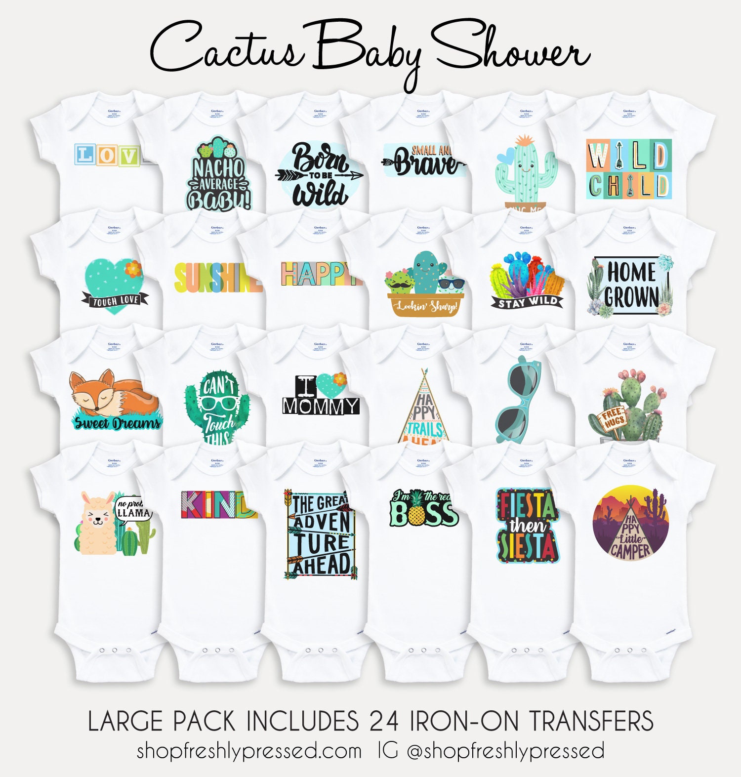 Cactus Baby Shower/ Iron-on Transfers/ Onesie® Decorating - Etsy