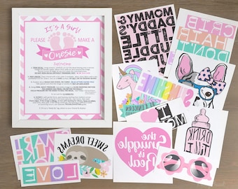 It's A Girl Onesie® Decorating Kit – Iron-On Decals, Instruction Sign (1GIG1-1A)