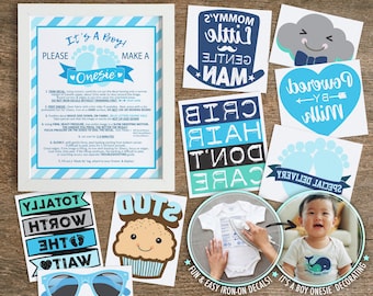 It's A Boy Onesie® Decorating Decals - Baby Shower Iron-On Transfers (1BIB1-1A)