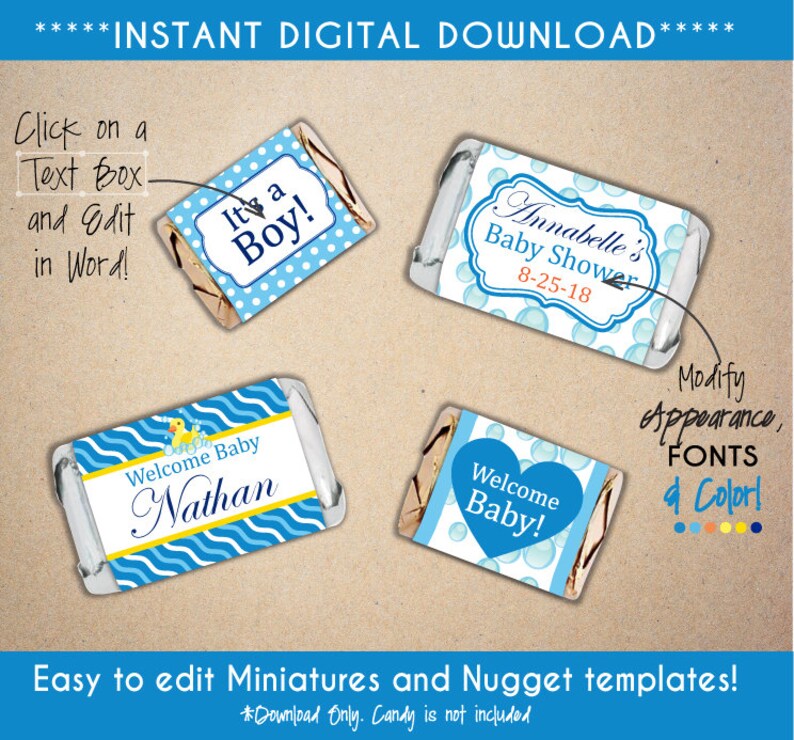 Printable Hershey Minis and Nugget Labels Customizable DIY | Etsy