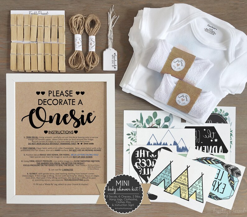 Unisex Onesie Decorating Kit/ Personalized Kraft Sign/ DIY Etsy