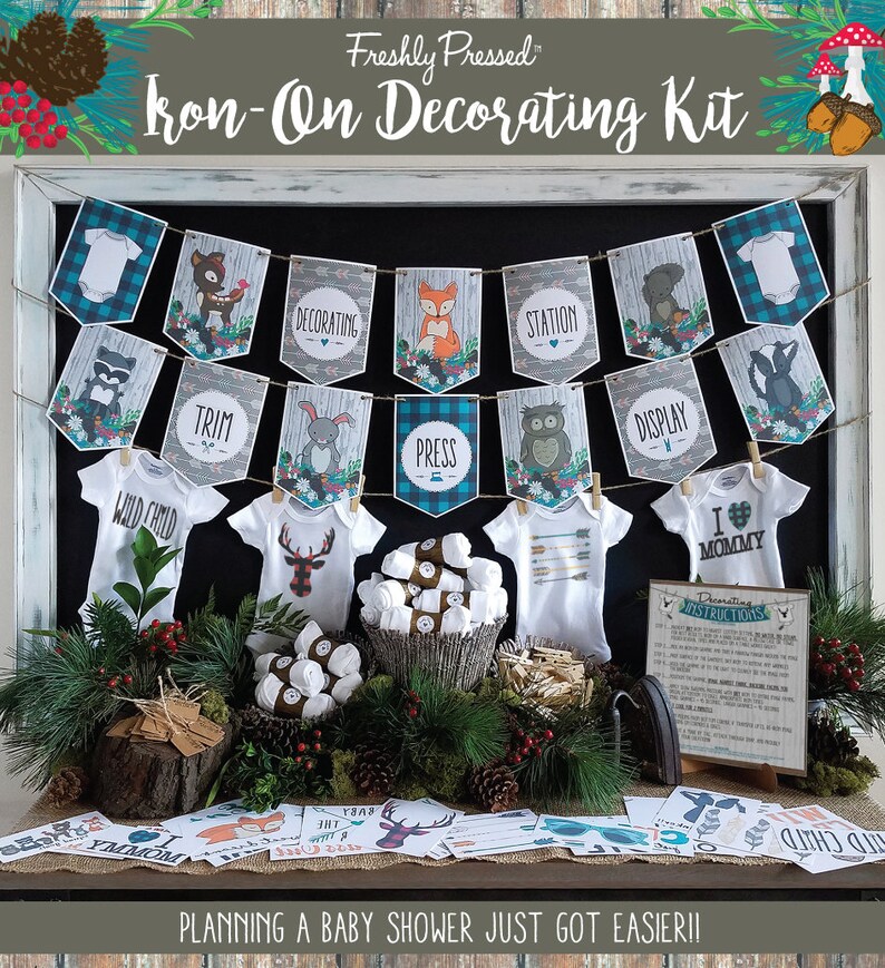 Woodland Creatures Onesie Decorating Kit/ DIY Baby Shower Kit/ Etsy