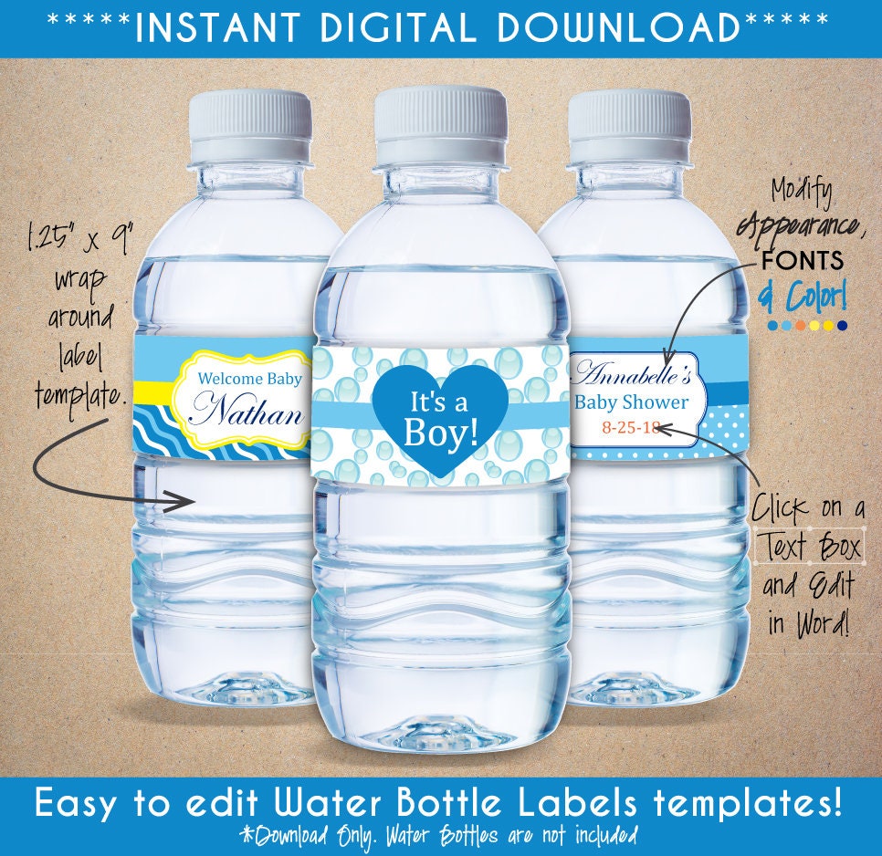 Printable Rubber Ducky Water Bottle Labels. Personalize | Etsy
