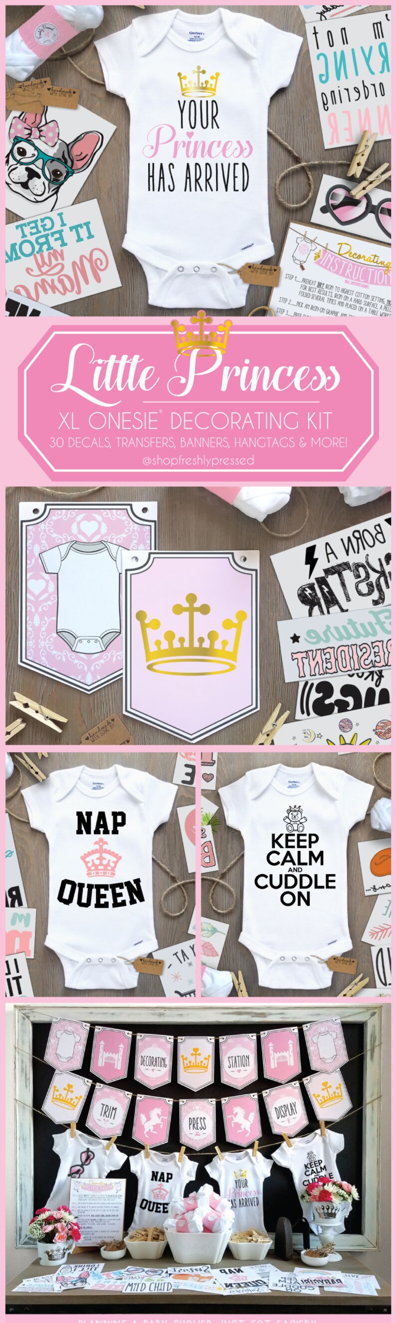Little Princess Onesie Decorating Kit/ 30 Transfers Onesies/ Etsy