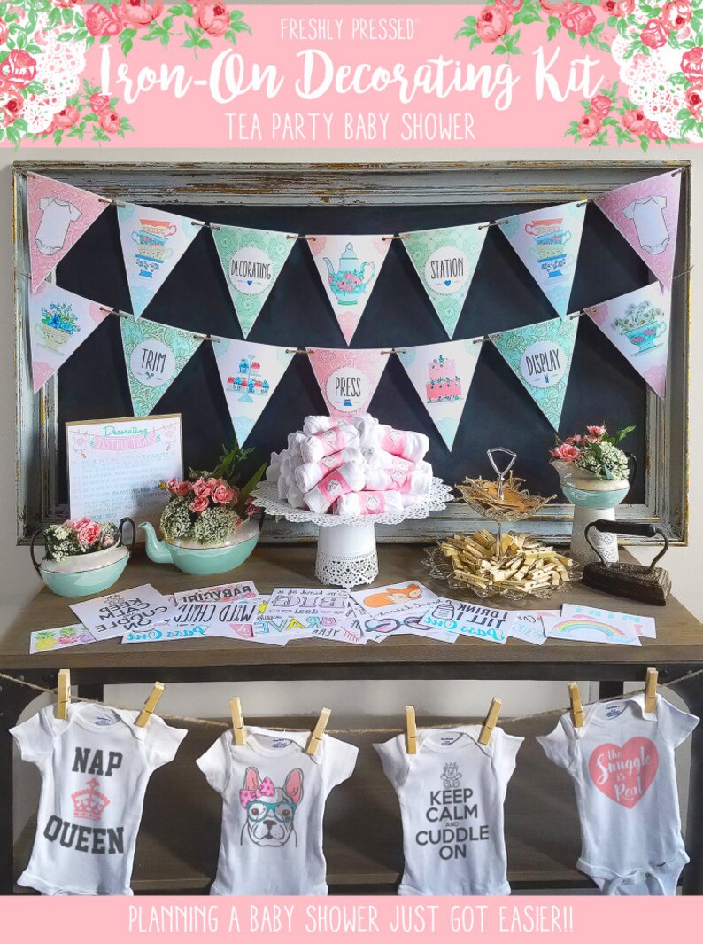 Tea Party Onesie Decorating Kit Shabby Chic Diy Decorating Etsy