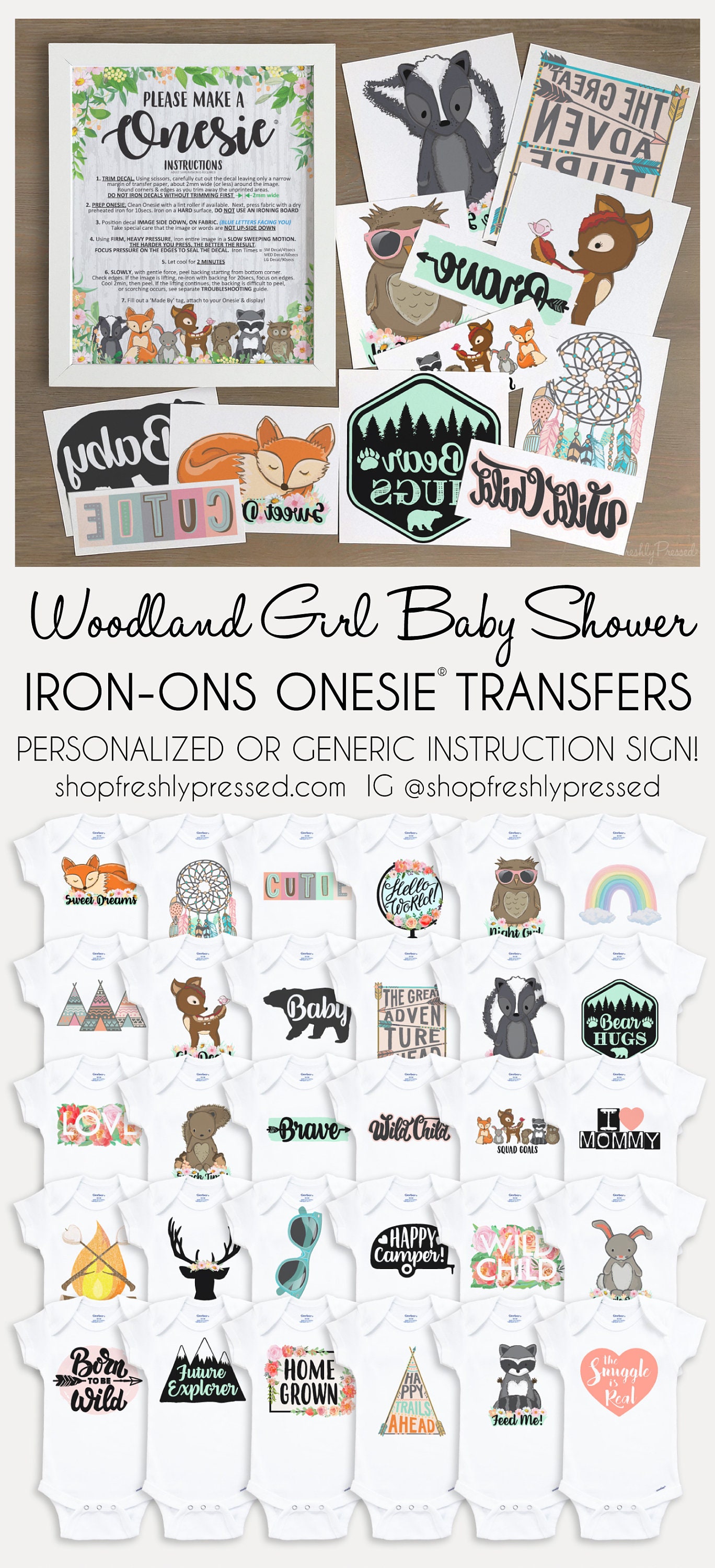 Pink Woodland Girl Iron-on Transfers/ Onesie® Decorating | Etsy
