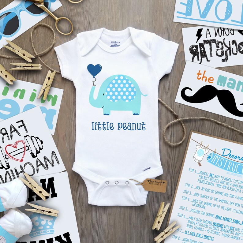Blue Elephant Onesie Decorating Kit/ 30 Transfers Onesies/ Etsy