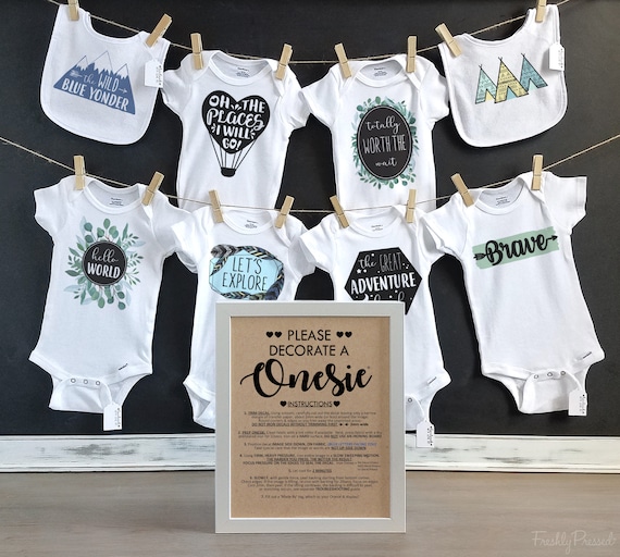 Unisex Onesie Decorating Kit Personalized Kraft Sign Diy Etsy