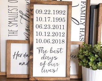Engraved Dates Wood Sign, Wedding Gift, Housewarming Gift (8"x16")