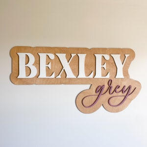 Large Wood Name Sign, Nursery Name Sign, Above Crib Name Sign, Layered Baby Name Sign, Boy Name, Girl Name, Name Cutout, Word Cutout