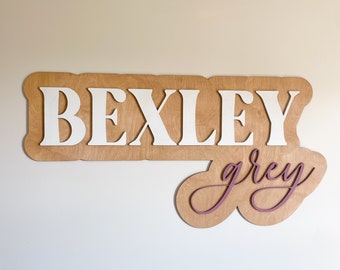 Layered Wood Name Sign Nursery Decor Baby Name Cutout