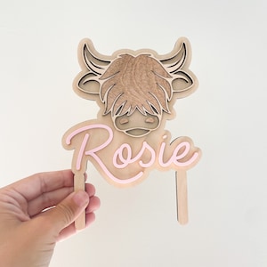 Highland Cow Cake Topper, Smash Cake Topper, First Birthday Cake Topper, Cow Cake Topper, Cake Decoration, First Birthday Topper