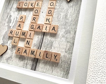 Personalised scrabble art frame gifts