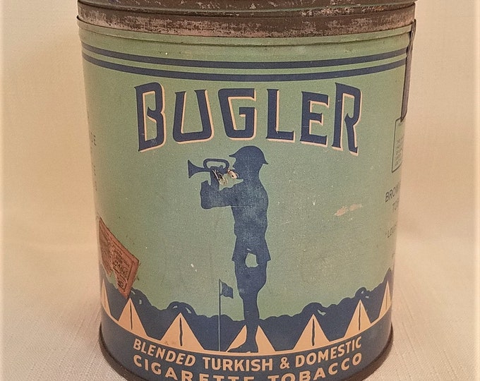 Vintage Bugler Cigarette / Tobacco Can / Tin Blue and White Etsy