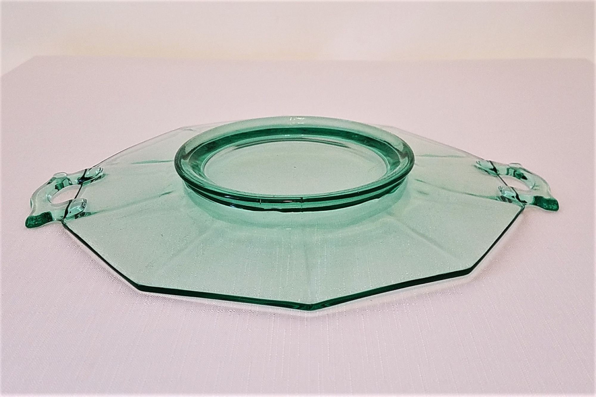 Uranium Glass Serving Tray With Handles Etsy