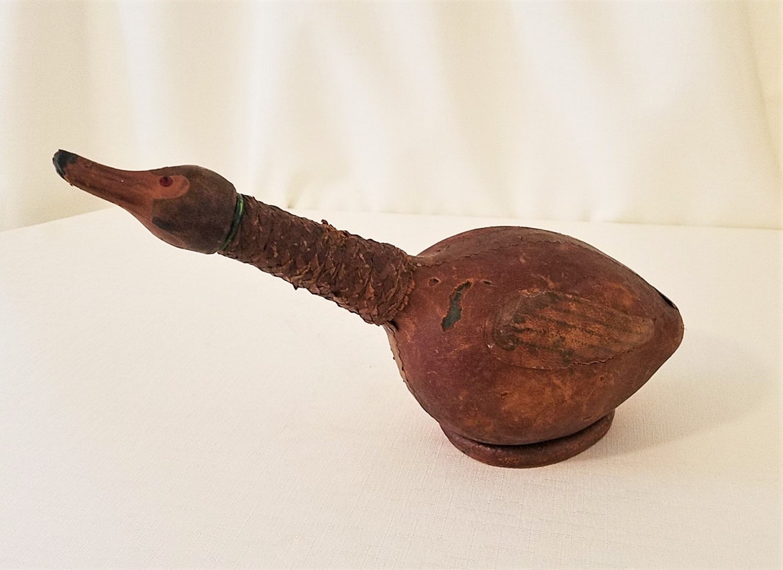 Vintage Duck Wine Decanter Wrapped in Leather Made in Italy Etsy