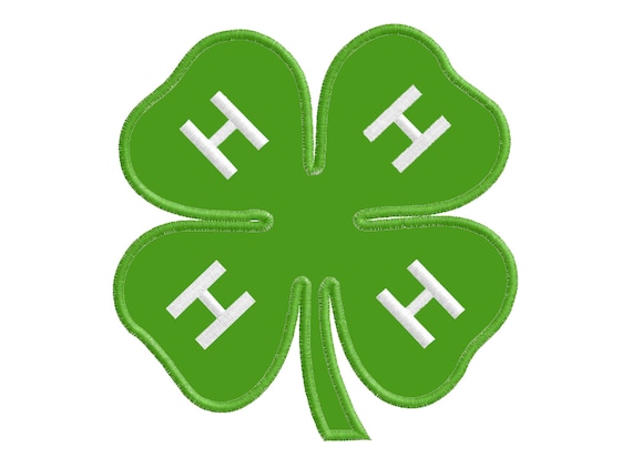 4-H Clover Applique digital embroidery design machine embroidery pattern in 3 sizes