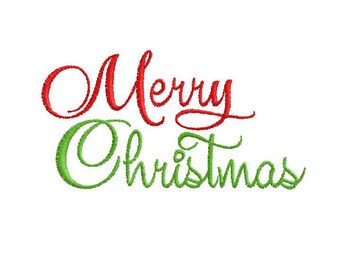 Merry Christmas Script digital embroidery design machine embroidery pattern in 3 sizes