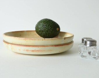 Handmade Stoneware Clay Salad Plates Set of Two