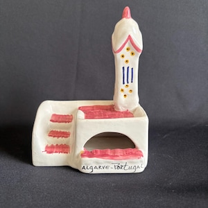 ポルトガル・アルガルヴェ地方のヴィンテージ陶器製香炉｜手描きのコテージ風お土産