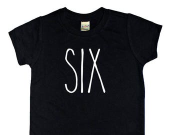 Sixth birthday shirt - Six birthday shirt - skinny letter shirt - 6th birthday shirt - six number shirt - kids tshirt - birthday tshirt