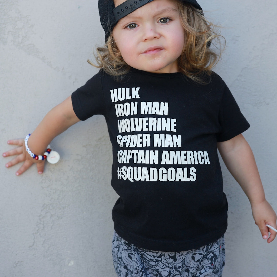 Kids Super Hero Shirt, Kids Squad Shirt, Monochrome Kids Shirt, Boys Superhero Shirt, Toddler