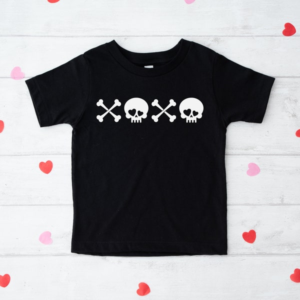 Kids Valentine Shirt, Funny Toddler shirt, Heart shirt, Skeleton shirt, XOXO, Boys valentine shirt, Girl Shirt, Skull shirt, kids tshirt