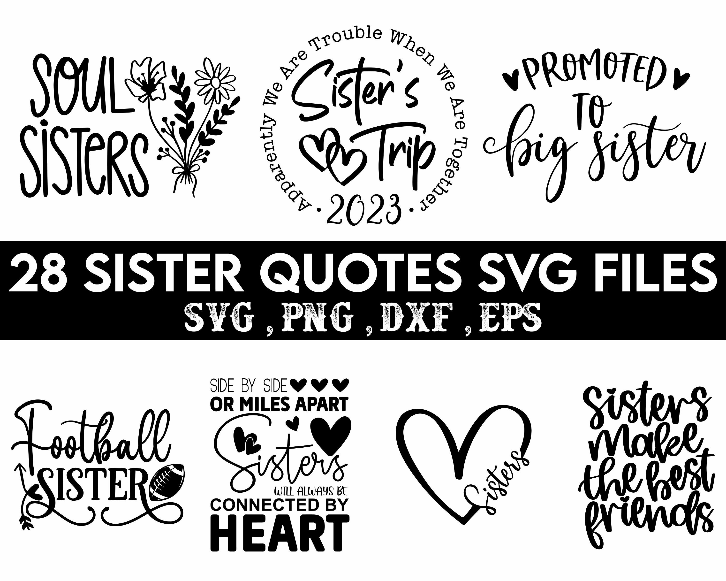 Sister Quotes SVG Bundle, Sisters SVG, Sister Shirt Svg, Cute Matching ...