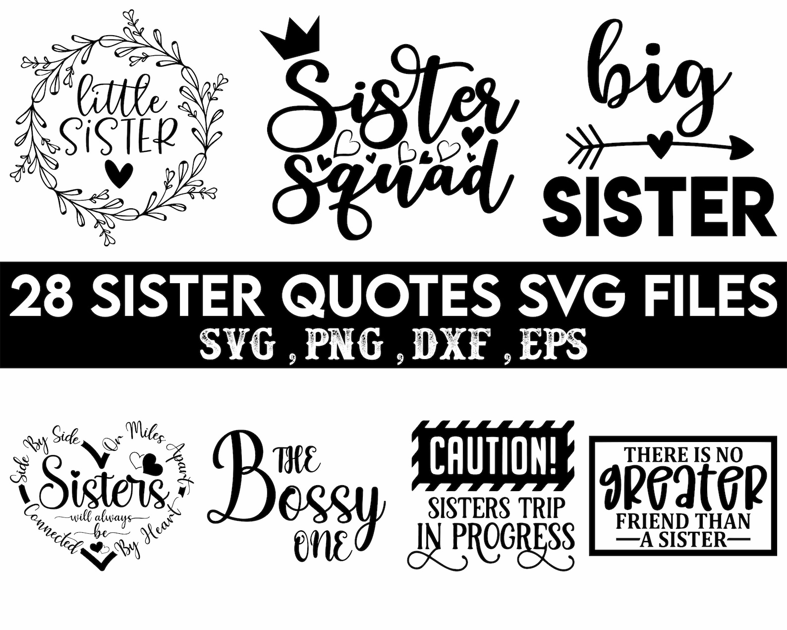 Sister Quotes SVG Bundle, Sisters SVG, Sister Shirt Svg, Cute Matching