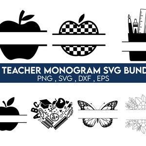 Teacher Monogram Svg Bundle, Teacher Shirt Svg, Back to School Svg ...