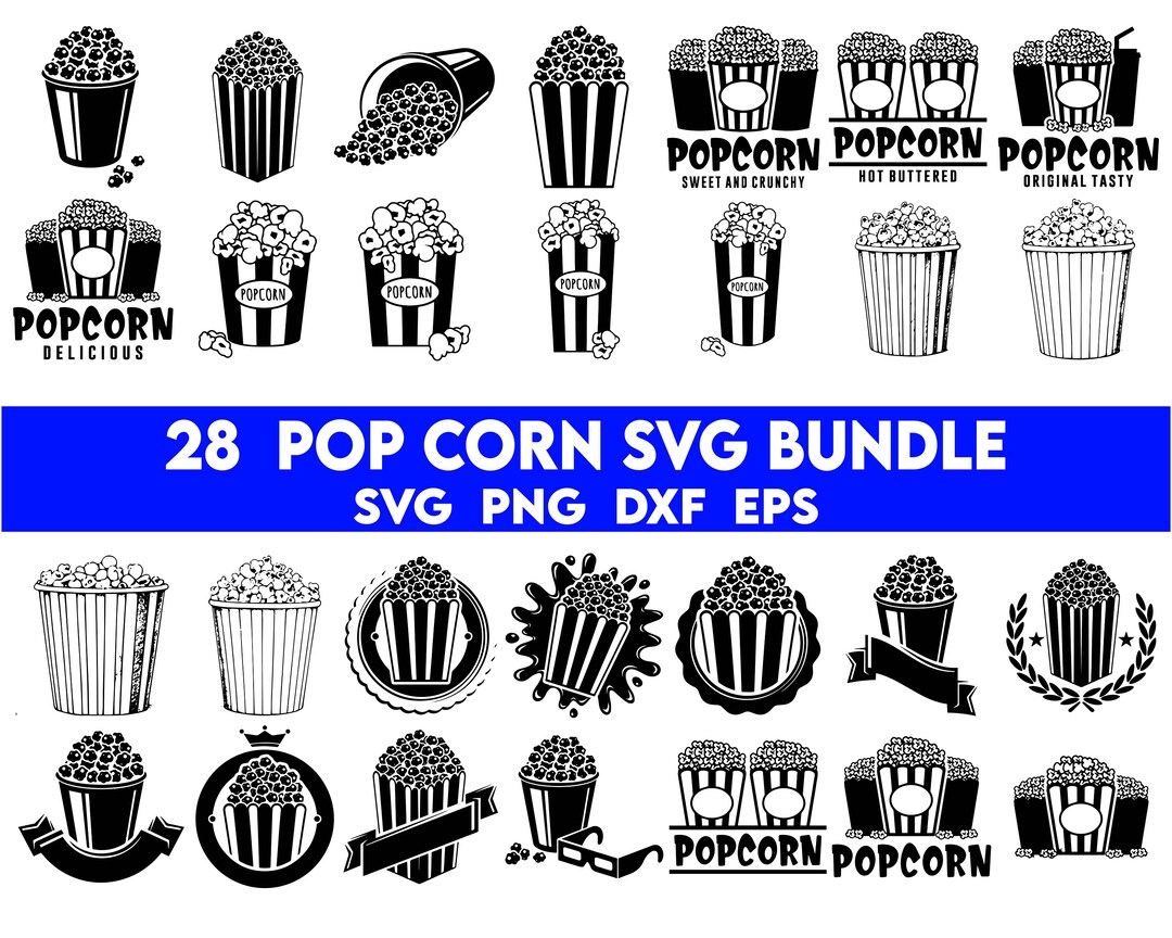 Popcorn SVG Bundle, Popcorn Bucket Svg, Popcorn Box Svg, Popcorn Cut
