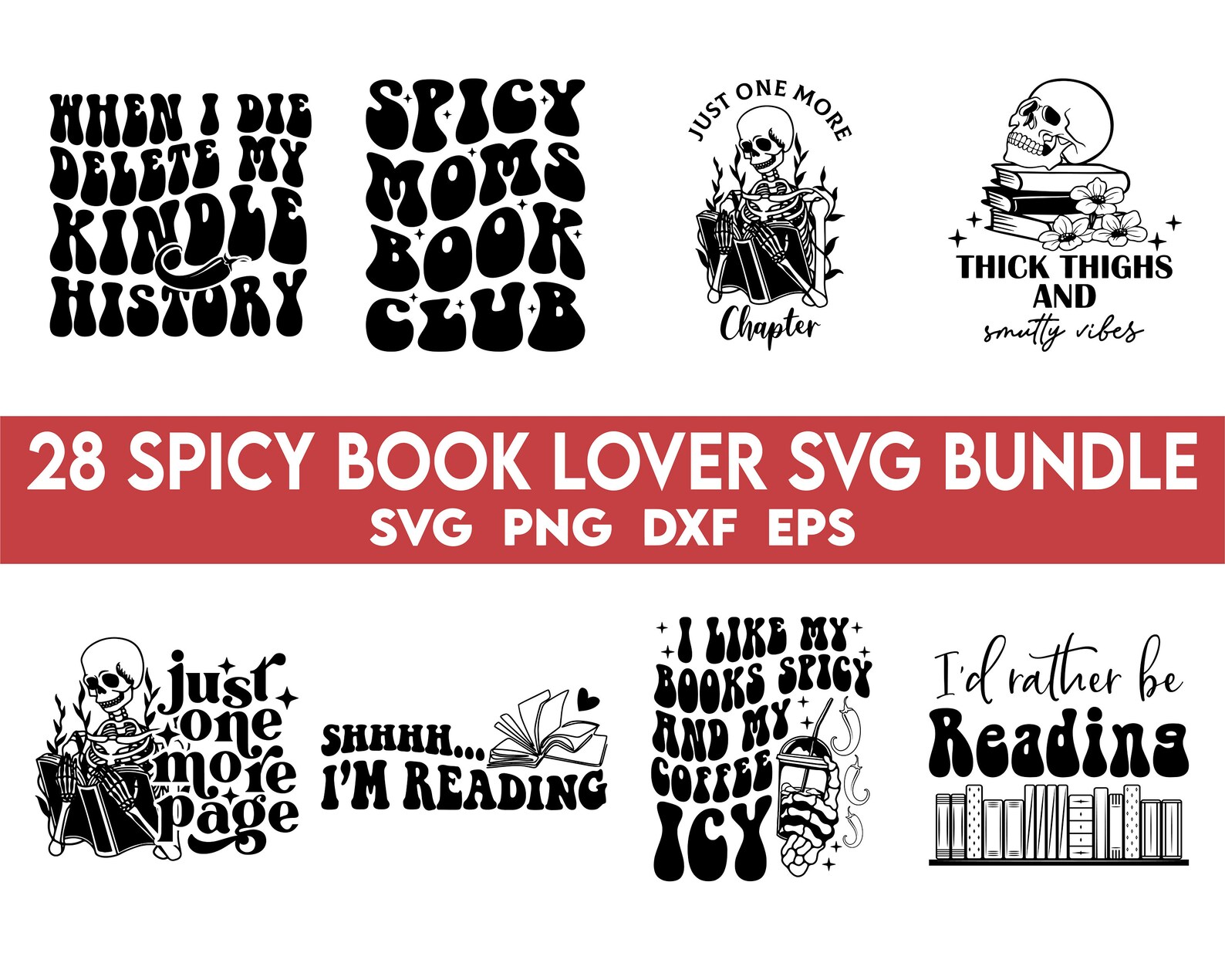 Spicy Book Lover SVG Bundle, Books PNG, Reading SVG, Reading Png, Smut ...