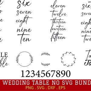 Hochzeit Tischnummer Bundle, Hochzeit Bundle, Hochzeit Zeichen Bundle, Hochzeit svg, Hochzeit Zeichen svg, Tischnummer svg, svg-Dateien für Cricut