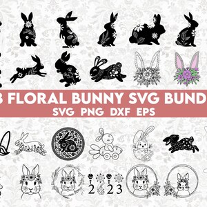 Floral Bunny SVG Bundle, Happy Easter Svg, Bunny Gesicht Svg, Oster svg, Frühling Svg, Bunny Svg, Cute Bunny Svg, Osterhase Svg