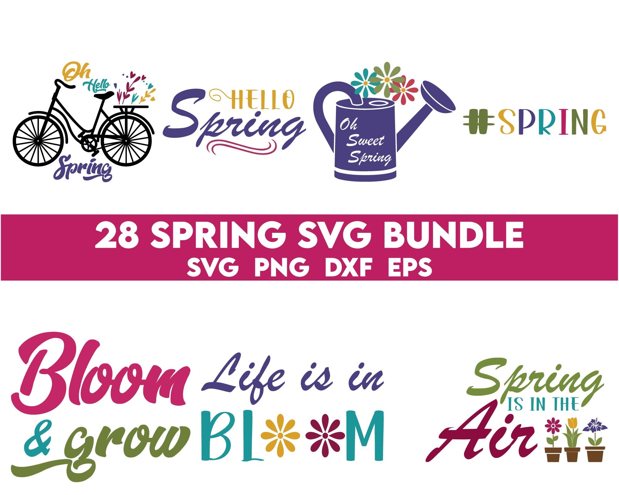 Spring Svg Bundle, Flower Svg, Spring Svg, Easter Svg, Spring Flower ...