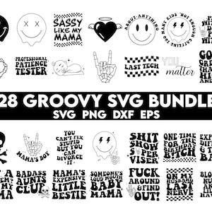Groovy SVG Bundle, Retro SVG, Boho SVG, Hippie svg, Aesthetic svg, Trendy svg, Inspirational svg, Motivational svg, Wavy Text svg