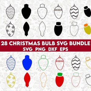 Christmas Bulb Svg Bundle, Christmas Light Svg, Christmas Lights Bundle, Christmas Lights String Clipart Svg, Christmas Light Bulb Outline