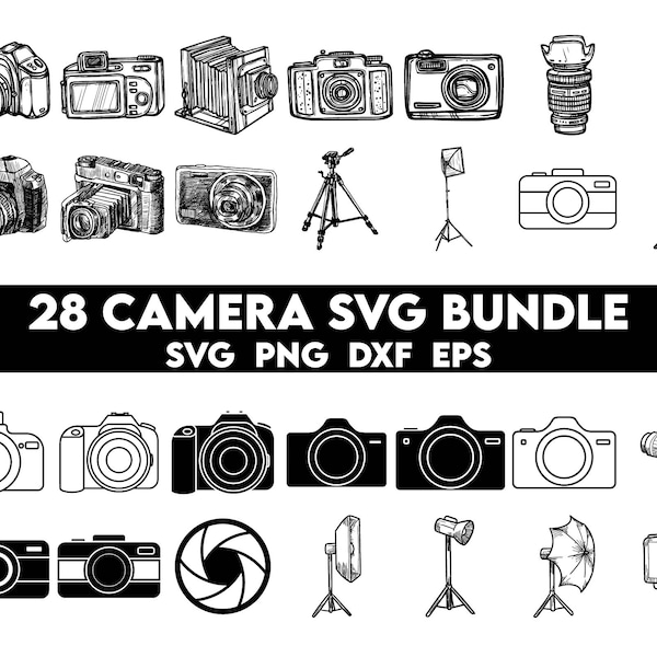 Kamera SVG Bundle, Kamera Cricut, Fotografie SVG, Kamera Vektor, Fotoaufnahme, Selfie SVG, Stativ, Kamera Silhouette, DSLR svg