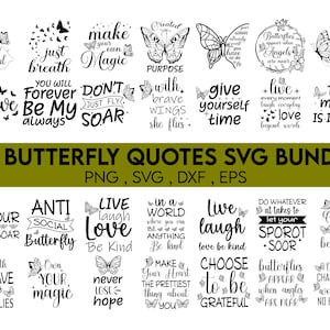 Paquete de Svg de mariposa, Cotizaciones de mariposa svg, Mariposa svg, Cotizaciones de mariposa Png, Mariposas svg, Mariposa Svg para Cricut, digital