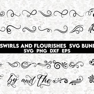 Swirls and Flourishes Svg Bundle, Swirl SVG, Flourish SVG, Swoosh SVG, Stroke Svg, Ornaments Svg, Decorative Svg, Decorative Elements