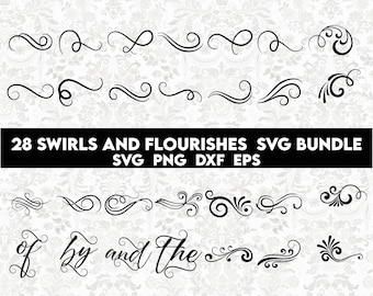 Swirls and Schnörkel Svg Bundle, Swirl SVG, Flourish SVG, Swoosh SVG, Strich Svg, Ornament svg, Dekorative svg
