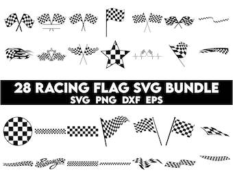 Pakiet SVG Racing Flag, Racing Stripes Svg, ClipArt wyścigowy, Flaga samochodu wyścigowego Svg, Flagi startowe Svg, ClipArt flagi, Wyścigowy plik do cięcia Svg