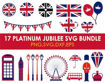 Pakiet svg Platinum Jubilee, svg queens jubileusz, svg queen, clipart sylwetka królewska, svg jubileusz tantiem, DXF jubileusz, pliki svg dla cricut