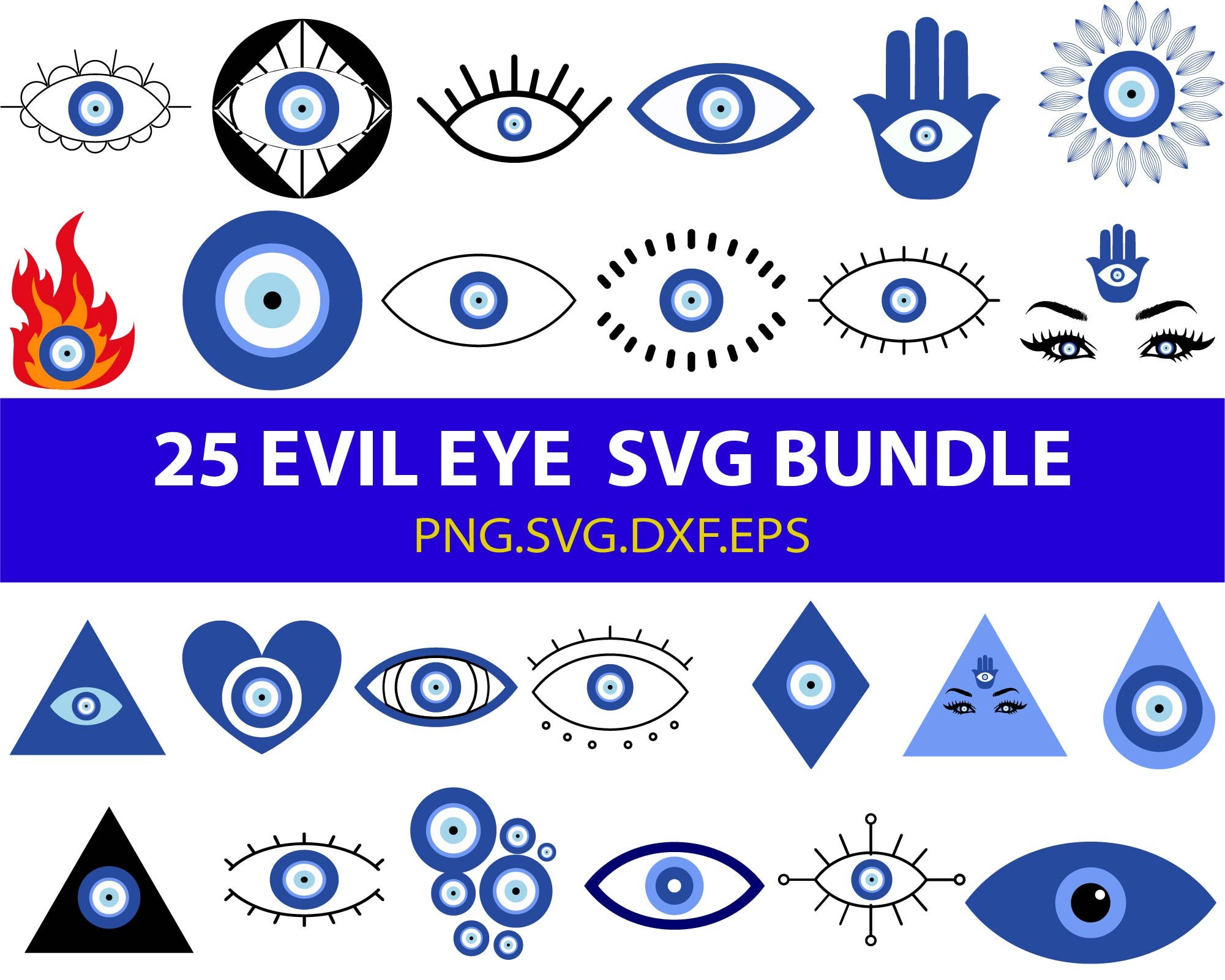 Evil Eye svg Bundle, Turkish Eye svg, Evil Eye Protection svg, eps, dxf,  ai, png, Files For Cricut