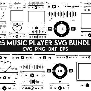 Paquete SVG de reproductor de música, pantalla del reproductor de música, svg de control de audio, portada de la canción del álbum, arte de la canción acrílica, botones de reproducción svg